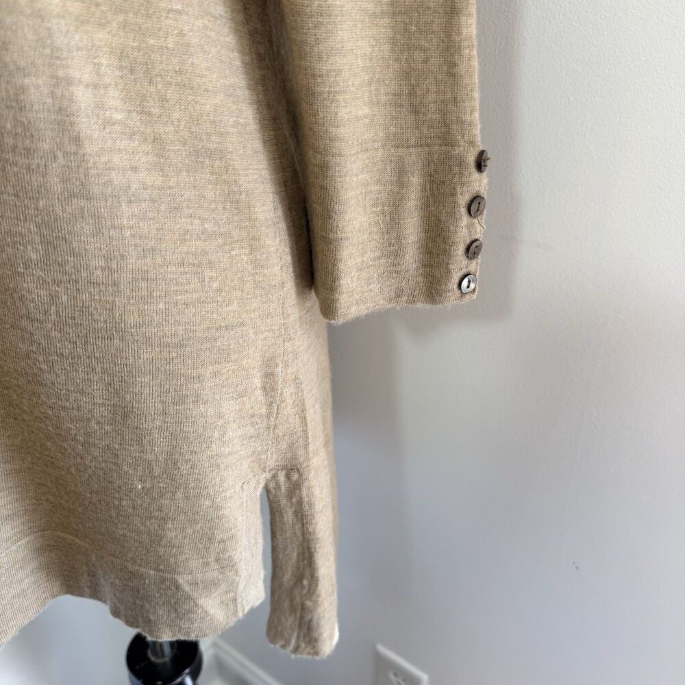 J Jill 100% Merino Wool Knit Tunic Sweater Washable Beige Oat Luxury Women S - Picture 7 of 15